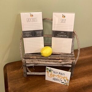 NEW!  Rae Dunn "SHOP/GROCERIES" LEMON NOTEPAD SET